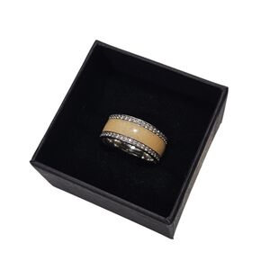 Pandora 925 Sterling Silver Enamel Pavé Ring Size 52 US 6